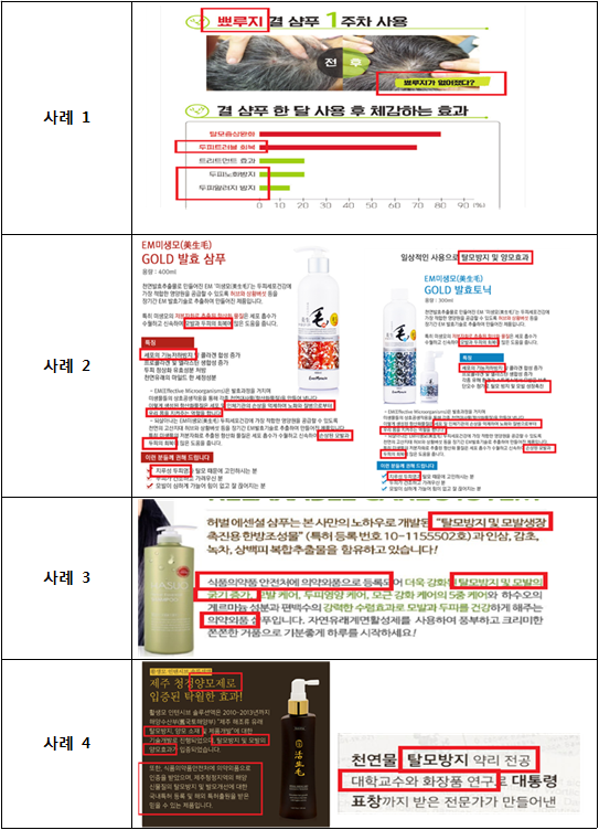 식품의약품안전처는 탈모 치료와 예방효과를 효방하는 사이트에 대한 점검결과 16개 제품, 1천480건의 허위·과대광고를 적발했다고 발표했다.