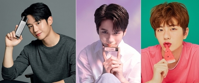 (왼쪽부터) 듀이트리 모델 정해인, 캣 매코니 모델 옹성우, 릴리바이레드 모델 최보민.