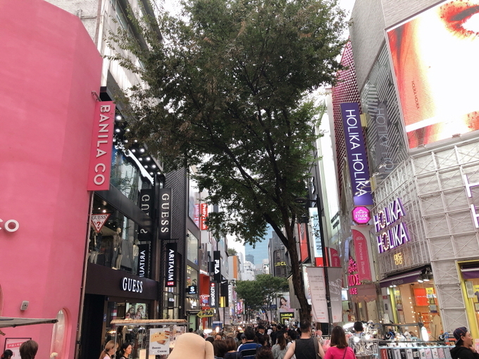 르포 형식으로 취재 보도한 명동의 화장품 상권 변화 관련 기사도 지난 한 달 동안 코스모닝닷컴 방문자의 가장 큰 관심을 끌었다. 명동상권 주요 숍 매장 전경.