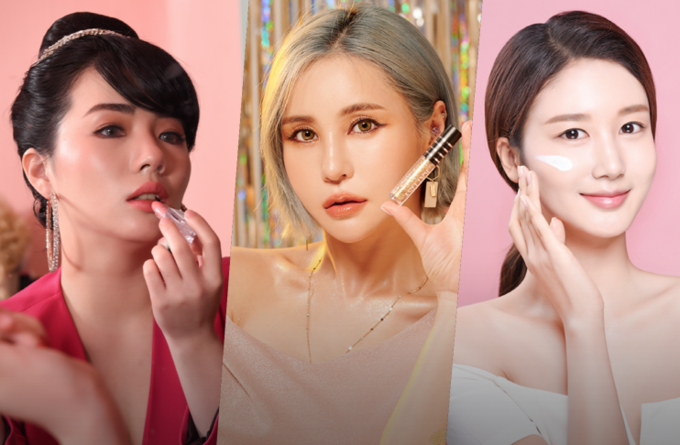 롯데백화점이 인플루언서 화장품 ‘유어브랜드’를 엘롯데에 단독 론칭한다. 유어브랜드는 인플루언서와 화장품 기획사 제조사 마케팅사 유통사가 협업한 뷰티 플랫폼이다. (왼쪽부터) 유어브랜드에 참여한 인플루언서 린지, 소유, 여니엘.