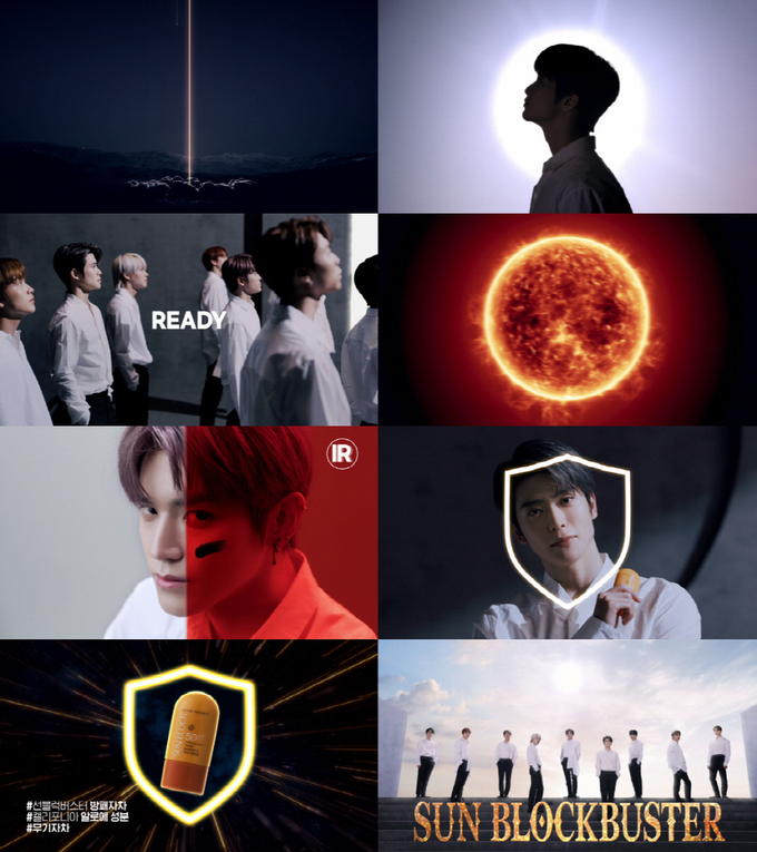 네이처리퍼블릭이 모델 NCT 127과 촬영한 ‘선블럭버스터’ 영상 주요 장면. 뷰티 모델로 첫 발을 내딛은 NCT 127 앞에 찬사가 쏟아졌다.