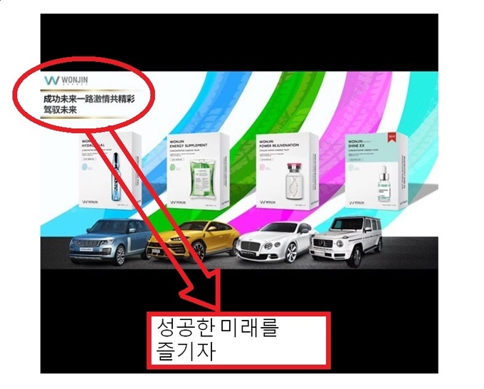 중국 유통사와 왕홍을 대상으로 국내산 마스크팩 판매를 하면서 초고가 슈퍼카 경품을 내건 업체가 화장품 업계의 빈축을 사고 있다. 사진은 위챗을 통해 뿌린 것으로 확인된 홍보전단.