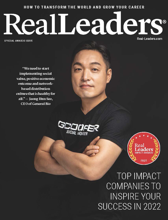 제너럴바이오가 미국 리얼리더스가 뽑은 ‘세계에서 가장 영향력 있는 리더’(Real Leaders Impact Awards 2022)’ 200대 기업에 선정됐다.