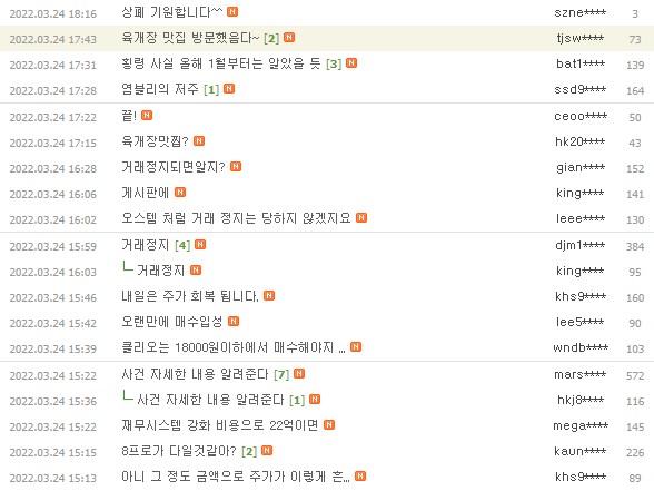 클리오 종목토론실 화면 캡처.
