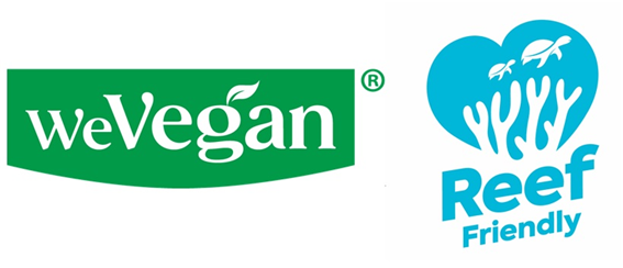 글로벌표준인증원이 새롭게 도입한 ‘weVegan’(왼쪽)과 ‘산호초보호인증’(오른쪽).