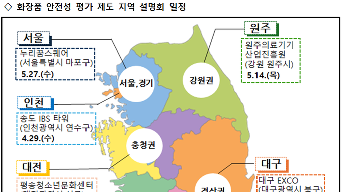 화장품 안전성 평가 제도, 6개 지역 릴레이 개최