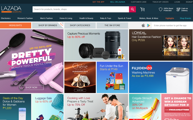 Lazada 홈페이지 화면